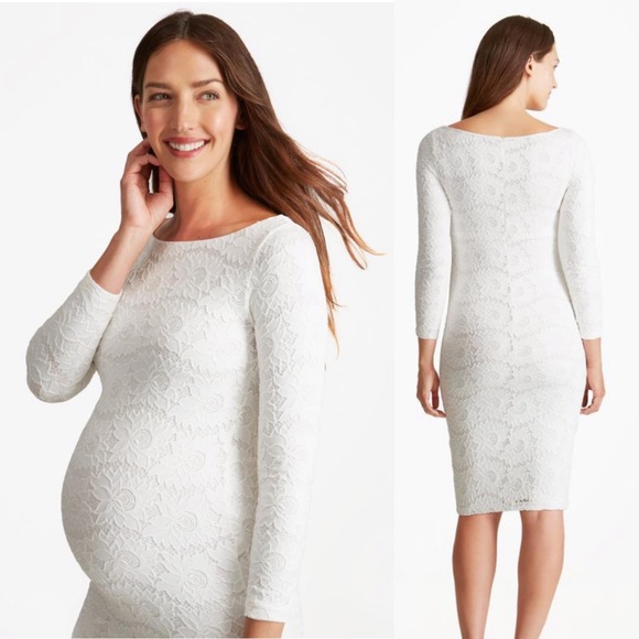 Ingrid & Isabel Fitted Floral Lace Maternity Dress - Picture 2 of 6
